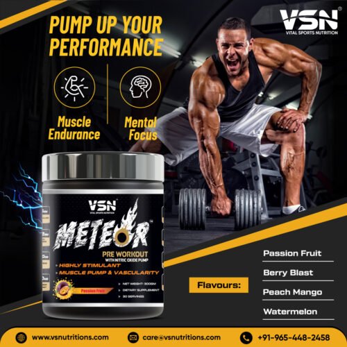 VSN METEOR PRE-WORKOUT Under 449 | Hard Core Pre-Workout For Explosive Energy With Muscle Pump & Caffeinated Punch Sports Drink - Image 3